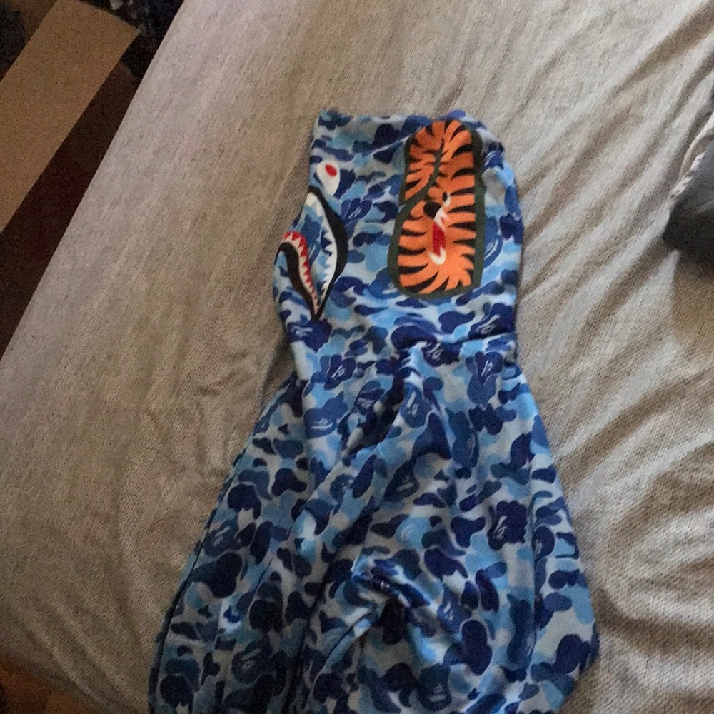Bape hoodie size large mens blue